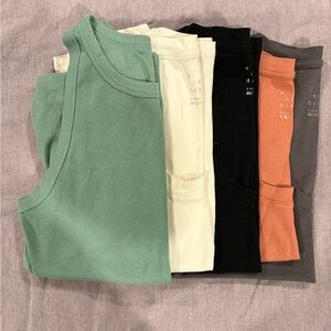 A New Day Ribbed Tank Top Bundle - Sage, White, Black, Terracotta & Charcoal